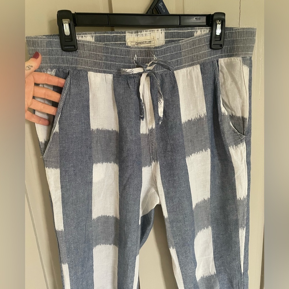 Current/Elliott Blue and White Ankle Cropped Pants - Picture 8 of 9